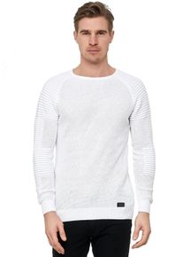Rusty Neal Herren Strickpullover, weiß, casual, Gr. XXXL, unifarben, 50% Polyacryl, 50% Baumwolle, Pullover, mit modernem Rundhalsausschnitt