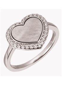 Firetti Damen Fingerring "Schmuck Geschenk Silber 925 Silberring Herz "LIEBE"", 56, Silber 925 (Sterlingsilber), 1,5mm, weiß, Silber 925