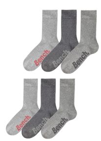 Bench. Herren Socken, Gr. 35, grau, Polyamid, Baumwolle, Elasthan, unifarben, Socken, mit verschiedenfarbigen Logos
