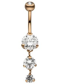 Jobo Damen Bauchnabelpiercing, rosa, Edelstahl, Piercings, Edelstahl roségoldfarben 4 Zirkonia