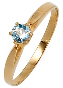 Jobo Damen Fingerring, 54, Gelbgold 585, gelb, Gelbgold 585, Fingerringe, 585 Gold mit Aquamarin