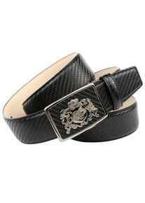 Anthoni Crown Damen Ledergürtel, schwarz, modisch, Gr. 100, gemustert, Leder, Gürtel, für Jeans mit Metalllogo
