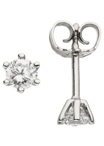 Jobo Damen Paar Ohrstecker "Solitär", SI = kleine Einschlüsse, Weißgold 585-Diamanten, weiß, Weißgold 585, Diamanten, Ohrringe, 585 Weißgold mit 2