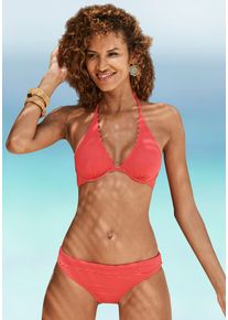 Lascana Damen Bikini-Hose "Scallop", rot, Gr. 38, unifarben, Microfaser, Polyamid, Badehosen, mit Umschlagbund