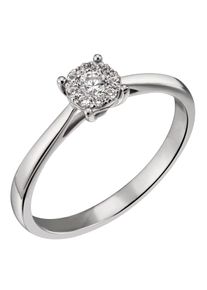 Firetti Damen Solitärring "Schmuck Geschenk Gold 585 Damenring Verlobungsring Goldring LIEBE", 56, 0,14 ct SI = kleine Einschlüsse, Weißgold