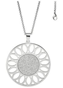Jobo Damen Kette mit Anhänger, Edelstahl, L: 80cm, silber, Edelstahl, Halsketten, rund Edelstahl 80 cm