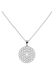 Jobo Damen Kette mit Anhänger "Herzen", Edelstahl, L: 50cm, silber, Edelstahl, Halsketten, Edelstahl mit Glitzereffekt 50 cm