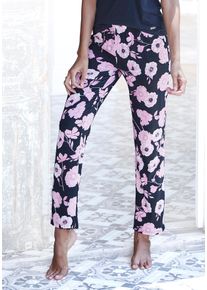 Lascana Damen Schlafhose, Gr. 32, bunt, Single Jersey, Obermaterial: 50% Baumwolle, 45% Viskose, 5% Elasthan, mehrfarbig, gemustert, elegant, Hosen,