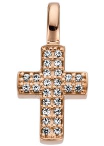 Jobo Damen Ketten-Anhänger "Anhänger Kreuz", SI = kleine Einschlüsse, Roségold 585-Diamanten, rosa, Rosu00e9gold 585, Diamanten, Schmuckanhänger, 585