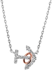 Firetti Damen Kette mit Anhänger "Schmuck Geschenk Silber 925 Halsschmuck Halskette Ankerkette", Silber 925 (Sterlingsilber), L: 45cm, rosa, Silber