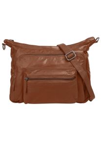 wouwou Damen Umhängetasche, braun, Leder, unifarben, leicht glänzend, Taschen, echt Leder