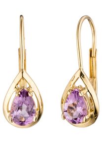 Jobo Damen Paar Ohrhänger, Gelbgold 333, gold, Gelbgold 333, Ohrringe, Tropfen 333 Gold mit Amethyst