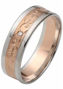 Firetti Trauring "Schmuck Geschenk Gold 375 Hochzeit Ehering "LIEBE" Ranke", 20, SI = kleine Einschlüsse mit Brillant, Roségold 375-Weißgold 375,