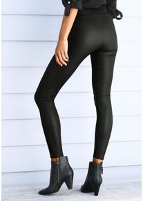 Lascana Damen Thermoleggings, Gr. 34, schwarz, Strick, Obermaterial: 90% Polyester, 10% Elasthan, unifarben, feminin, Hosen, mit weich angerauter