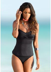 s.Oliver Damen Bügel-Tankini-Top "Spain", schwarz, Gr. 42, unifarben, Microfaser, Microfaser, Bikini-Oberteile, mit Wickeloptik