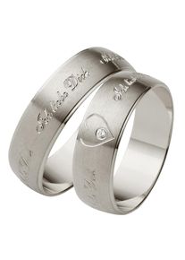 Firetti Trauring "Schmuck Geschenk Gold 375 Hochzeit Ehering Trauring "Ich liebe Dich"", 21, 0,01 ct SI = kleine Einschlüsse mit Brillant, Weißgold