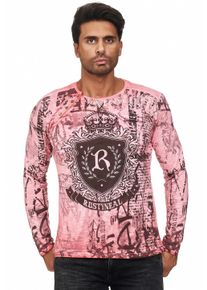 Rusty Neal Herren Langarmshirt, orange, casual, Gr. L, bedruckt, 100% Baumwolle, Shirts, aus hochwertigem Stoff mit Rundhals