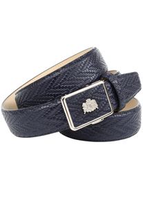 Anthoni Crown Damen Ledergürtel, blau, klassisch, Gr. 85, gemustert, Leder, Gürtel, mit filigranem Metall-Logo, Flecht-Muster