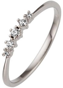 Jobo Damen Fingerring, 54, SI = kleine Einschlüsse, Weißgold 585-Diamanten, weiß, Weißgold 585, Diamanten, Fingerringe, schmal 585 Weißgold mit 5