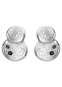 Jobo Damen Paar Ohrstecker, Silber 925 (Sterlingsilber), silber, Silber 925 (Sterlingsilber), Ohrringe, 925 Silber mit 4 schwarzen Zirkonia