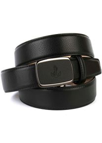 Anthoni Crown Damen Ledergürtel, schwarz, Gr. 85, unifarben, Leder, Gürtel, mit Anker-Logo, Ton in Ton Steppung