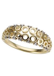 Firetti Damen Goldring "Schmuck Geschenk Gold 585optik, teilw. rhodiniert, massiv", 19, 0,07 ct P2 = erkennbare Einschlüsse, Gelbgold 585-Diamanten,
