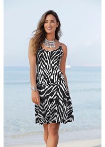 Beach Time BEACHTIME Damen Strandkleid, schwarz-weiß, modisch, Gr. 36, Jersey, Obermaterial: 100% Viskose, Kleider, mit Animalprint und verstellbaren Trägern,