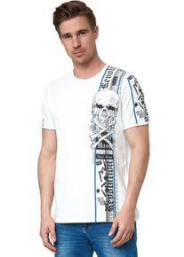 Rusty Neal Herren T-Shirt, weiß, casual, Gr. XXL, bedruckt, 100% Baumwolle, Shirts, im verwaschenen Look