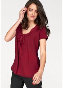 Damen Shirtbluse, rot, modisch, Gr. 44, Aniston SELECTED, unifarben, Chiffon, Web, Jersey, Obermaterial: 95% Viskose, 5% Elasthan. Chiffon: 100%