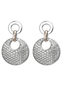 Jobo Damen Paar Ohrhänger, Silber 925 (Sterlingsilber), silber, Silber 925 (Sterlingsilber), Ohrringe, 925 Silber bicolor vergoldet mit 178 Zirkonia