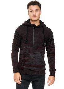 Rusty Neal Herren Kapuzensweatshirt, rot, casual, Gr. S, unifarben, 70% Polyacryl, 30% Baumwolle, Sweatshirts, in modernem Strickdesign