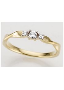 Firetti Damen Goldring "Schmuck Geschenk Gold 585, gedreht, teilw. rhodiniert, massiv", 16, 0,15 ct P2 = erkennbare Einschlüsse, Gelbgold