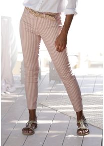 Lascana Damen 7/8-Jeggings, lila, casual, Gr. 36, gestreift, Denim/Jeans, Obermaterial: 67% Baumwolle, 29% Polyester, 4% Elasthan, Hosen, mit