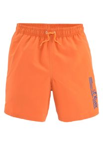 s.Oliver Kinder Badeshorts "Philip Kids", orange, Gr. 170, unifarben, kontrastfarbene Details, Polyester, Badehosen, im schlichten Design