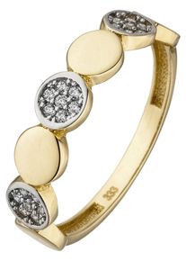 Jobo Damen Fingerring, 54, Gelbgold 333, gold, Gelbgold 333, Fingerringe, 333 Gold bicolor mit 21 Zirkonia