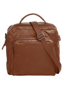 wouwou Damen Umhängetasche, braun, Leder, unifarben, leicht glänzend, Taschen, echt Leder