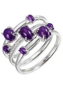 Jobo Damen Fingerring, 52, Silber 925 (Sterlingsilber), lila, Silber 925 (Sterlingsilber), Fingerringe, breit 925 Silber mit Amethyst und Zirkonia
