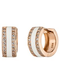 Jobo Damen Paar Creolen, Silber 925 (Sterlingsilber), rosa, Silber 925 (Sterlingsilber), Ohrringe, rund 925 Silber roségold vergoldet mit Zirkonia