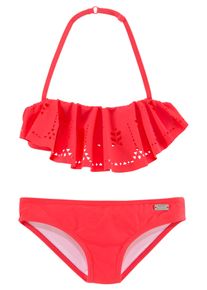 Buffalo Kinder Bandeau-Bikini, rot, Gr. 146, unifarben, Polyamid, Bikini-Sets, mit modischem Volant