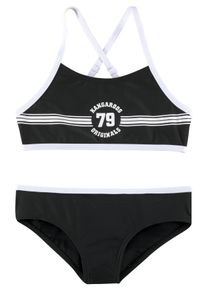 Kangaroos Kinder Bustier-Bikini "Sporty", schwarz, Gr. 122, unifarben, kontrastfarbene Details, Polyamid, Bikini-Sets, mit sportlichem Frontdruck