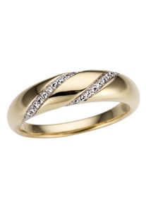 Firetti Damen Goldring "Schmuck Geschenk Gold 585, Edel, tlw. rhodiniert, massiv", 17, 0,1 ct P2 = erkennbare Einschlüsse, Gelbgold 585-Diamanten,