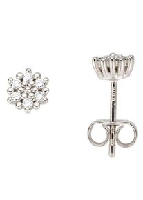Firetti Damen Paar Ohrstecker "Schmuck Geschenk Gold 585 Ohrschmuck", 0,15 ct P2 = erkennbare Einschlüsse, Weißgold 585-Diamanten, weiß, Weißgold