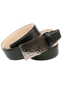 Anthoni Crown Damen Ledergürtel, schwarz, modisch, Gr. 95, gemustert, Leder, Gürtel, mit Carbon-Prägung und gehämmerter Schnalle