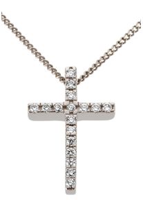 Firetti Damen Ketten-Anhänger "Schmuck Geschenk Gold 585 Halsschmuck Anhänger für Halskette Kreuz", 0,1 ct P2 = erkennbare Einschlüsse, Weißgold