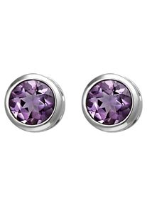 Jobo Damen Paar Ohrstecker, Silber 925 (Sterlingsilber), silber, Silber 925 (Sterlingsilber), Ohrringe, 925 Silber mit Amethyst