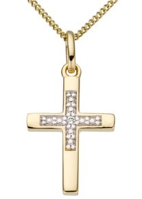 Firetti Damen Ketten-Anhänger "Schmuck Geschenk Gold 333 Halsschmuck Anhänger für Halskette Kreuz", 0,008 ct P2 = erkennbare Einschlüsse, Gelbgold