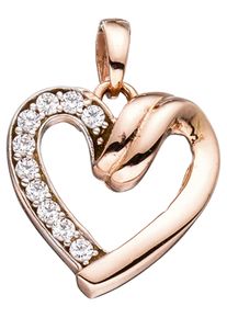 Jobo Damen Herz-Anhänger "Anhänger Herz", Roségold 333, rosa, Rosu00e9gold 333, Schmuckanhänger, 333 Roségold mit Zirkonia