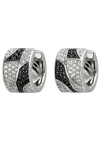 Jobo Damen Paar Creolen, Silber 925 (Sterlingsilber), silber, Silber 925 (Sterlingsilber), Ohrringe, 925 Silber mit 114 Zirkonia schwarz und weiß