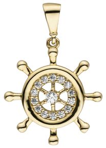Jobo Damen Ketten-Anhänger "Anhänger Steuerrad", Gelbgold 333, gold, Gelbgold 333, Schmuckanhänger, 333 Gold mit 15 Zirkonia