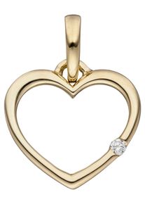 Jobo Damen Herz-Anhänger "Anhänger Herz", P2 = erkennbare Einschlüsse, Gelbgold 333-Diamanten, gold, Gelbgold 333, Diamanten, Schmuckanhänger, 333